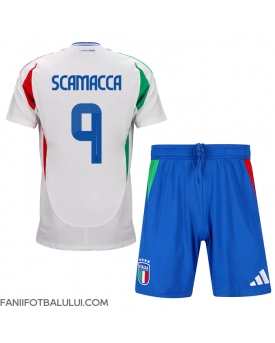 Italia Gianluca Scamacca #9 Echipament de Fotbal Replică European 2024 Copii Deplasare (+ Șorturi)
